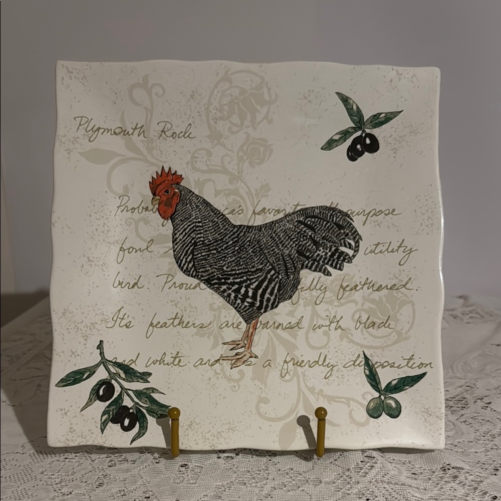 Rooster Journal Decorative Rooster Wall Plaque with Olive Design